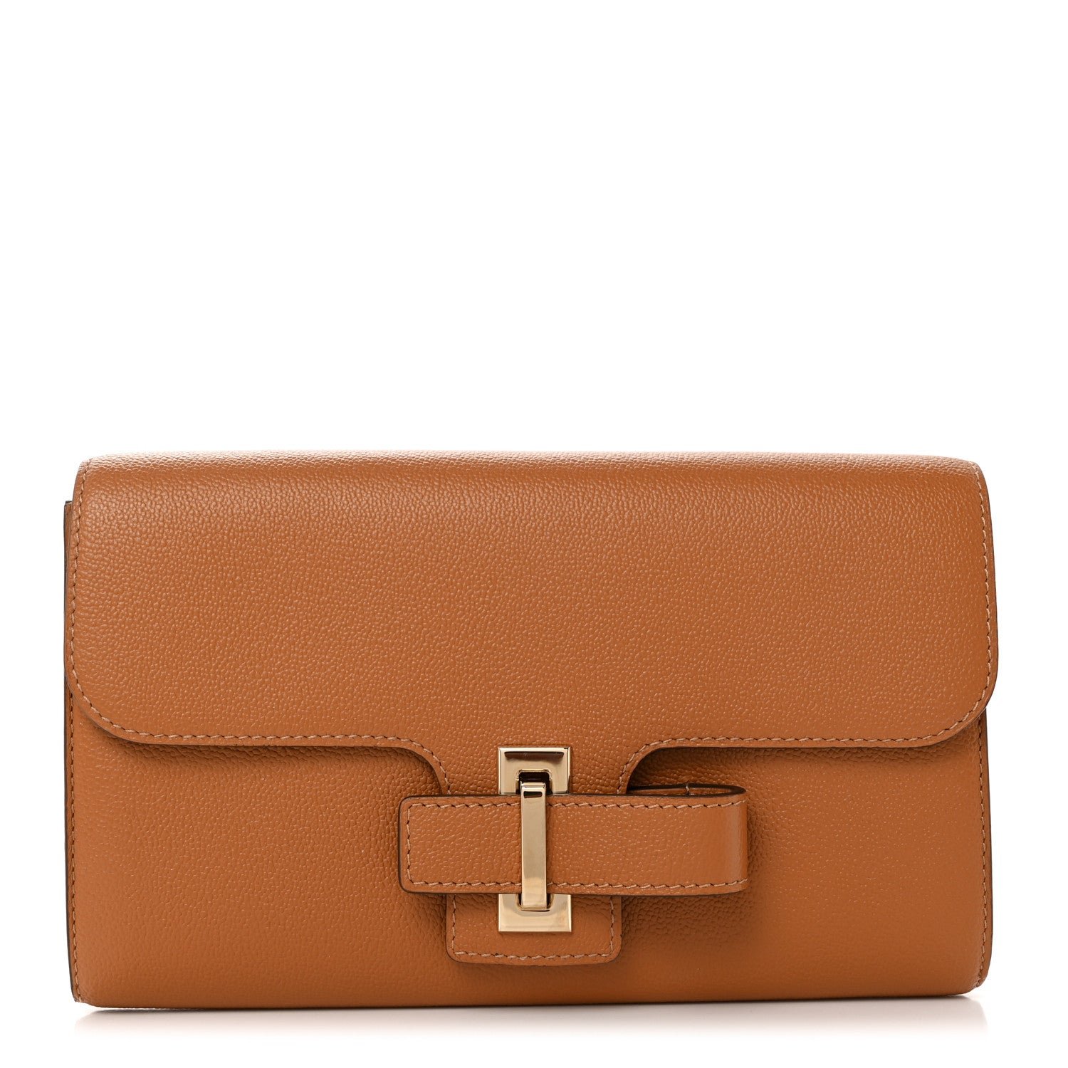Delvaux Grained Calfskin Simplissime Wallet Vegetal