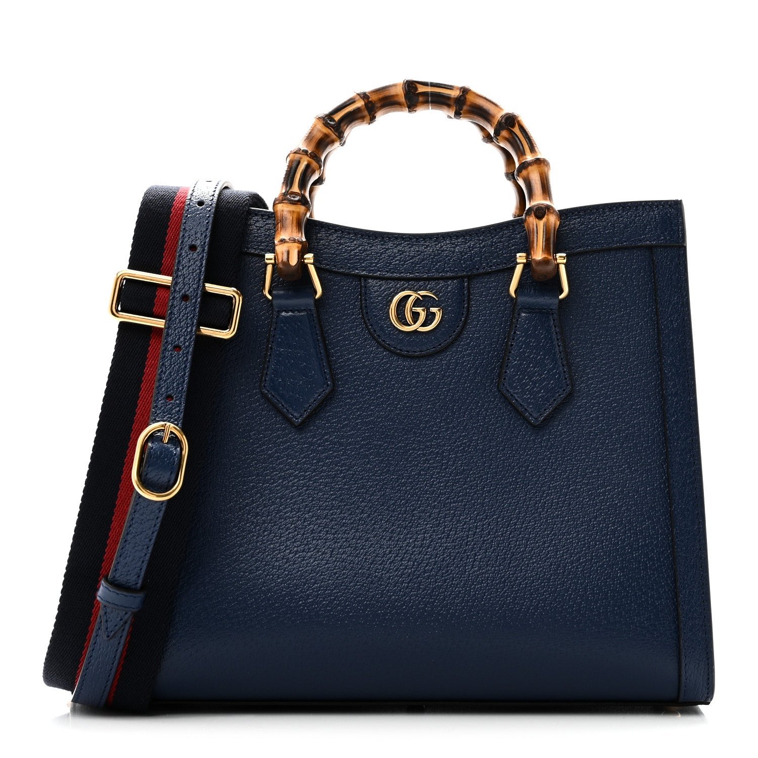 Gucci Textured Dollar Calfskin Web Small Diana Tote Bag Royal Crop