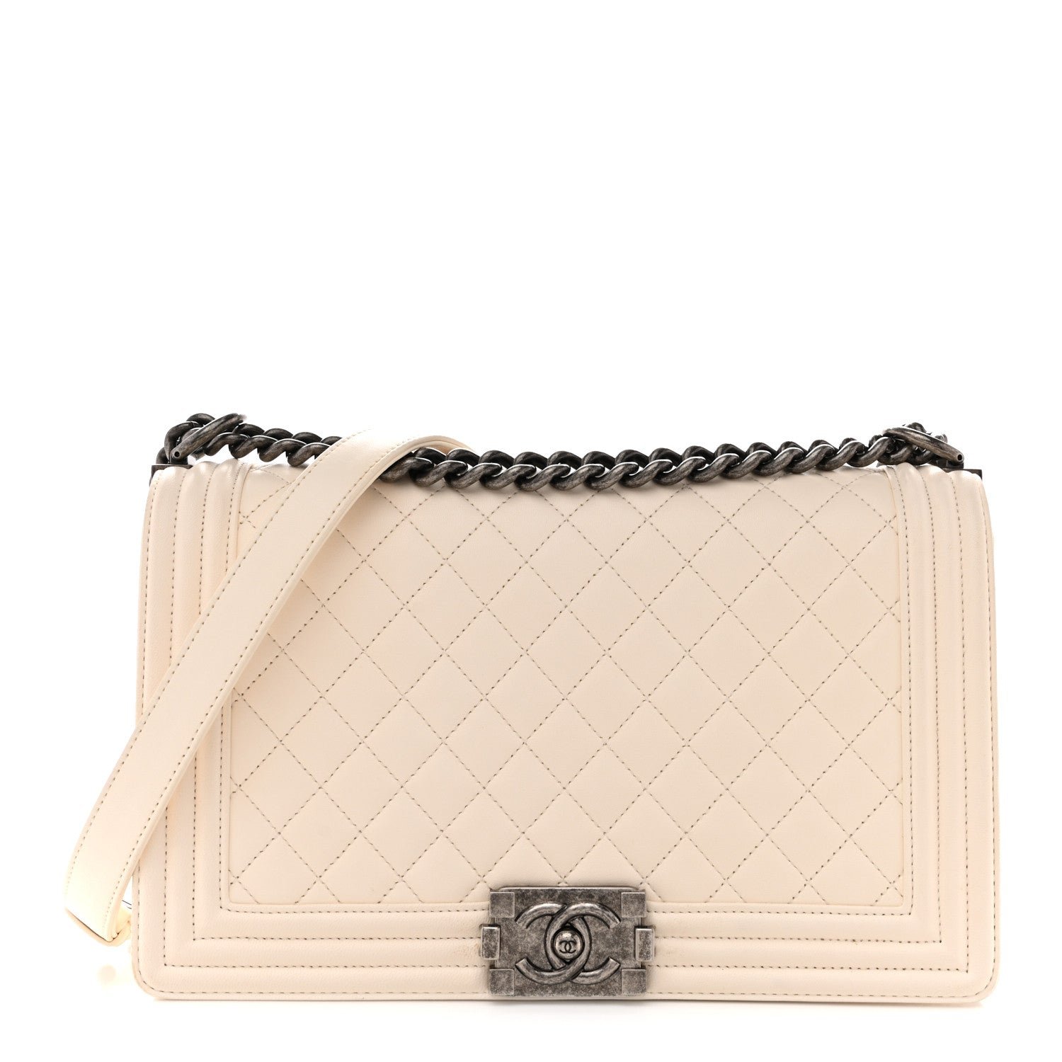 Chanel Calfskin Quilted New Medium Boy Flap White