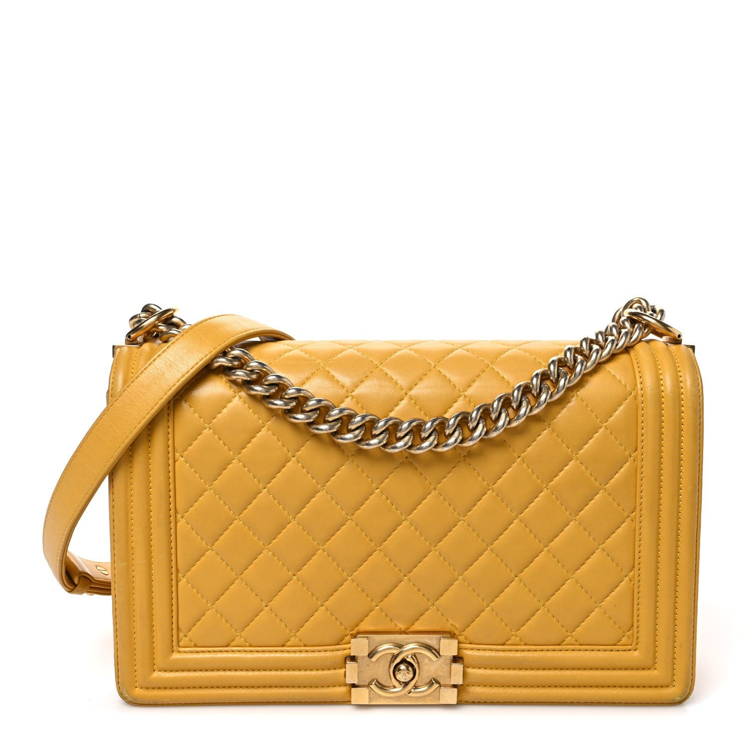 Chanel Lambskin Quilted New Medium Boy Flap Yellow