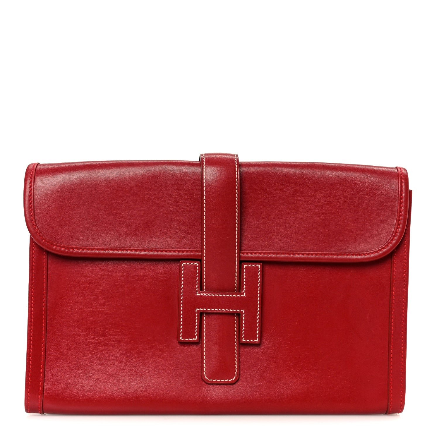 Hermes Veau Gulliver Jige PM Clutch Rouge Vif