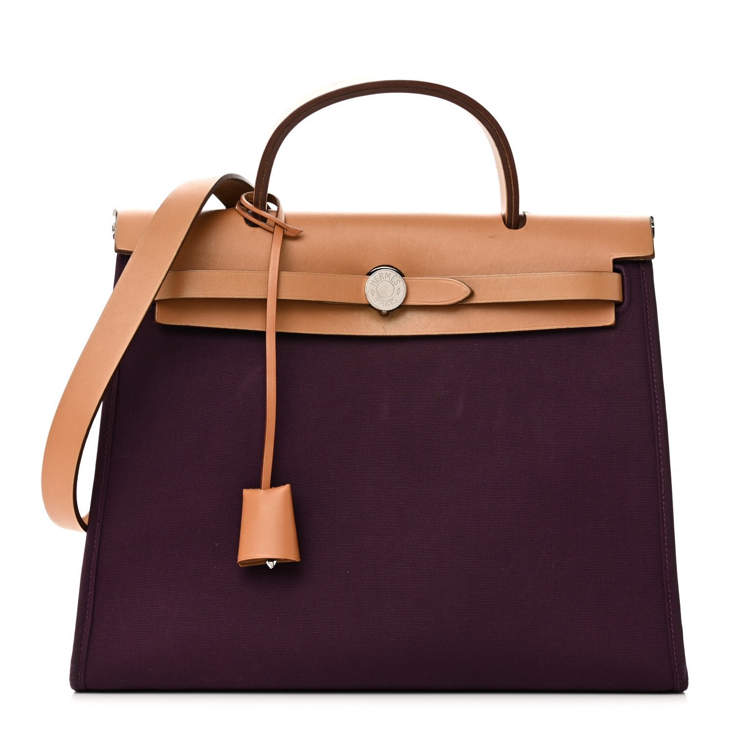 Hermes Toile Vache Hunter Herbag Zip 31 PM Cassis Fauve