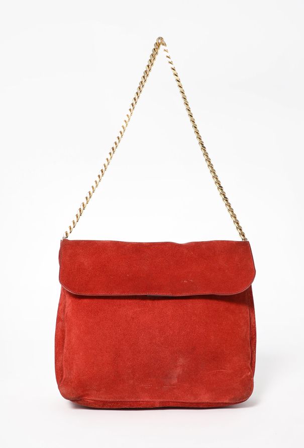 Celine Large Orange Suede Gourmette Bag