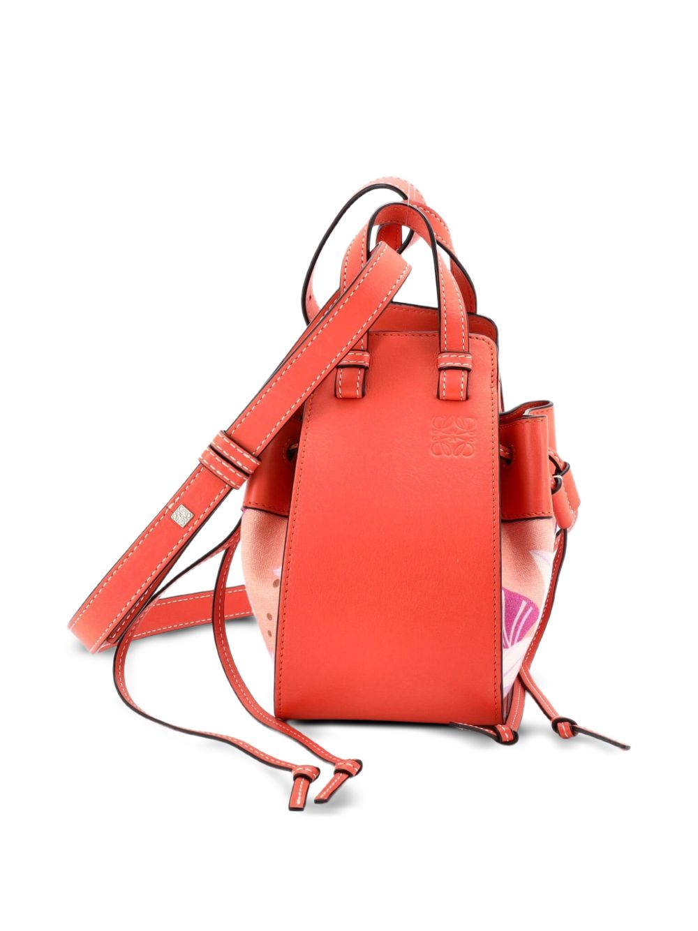 Hammock Bag Leather and Printed Canvas Mini crossbody bag
