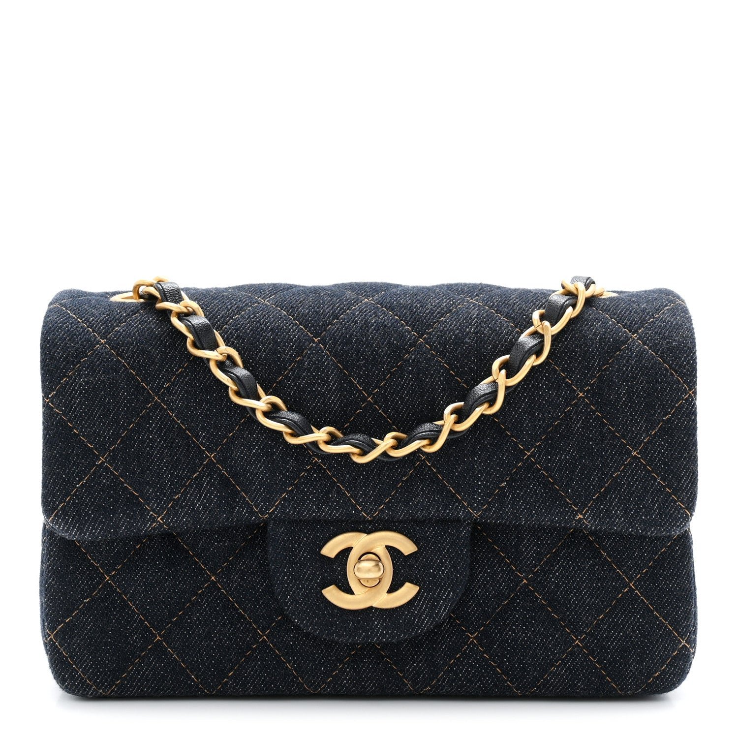 Chanel Denim Quilted Mini Rectangular Flap Dark Blue