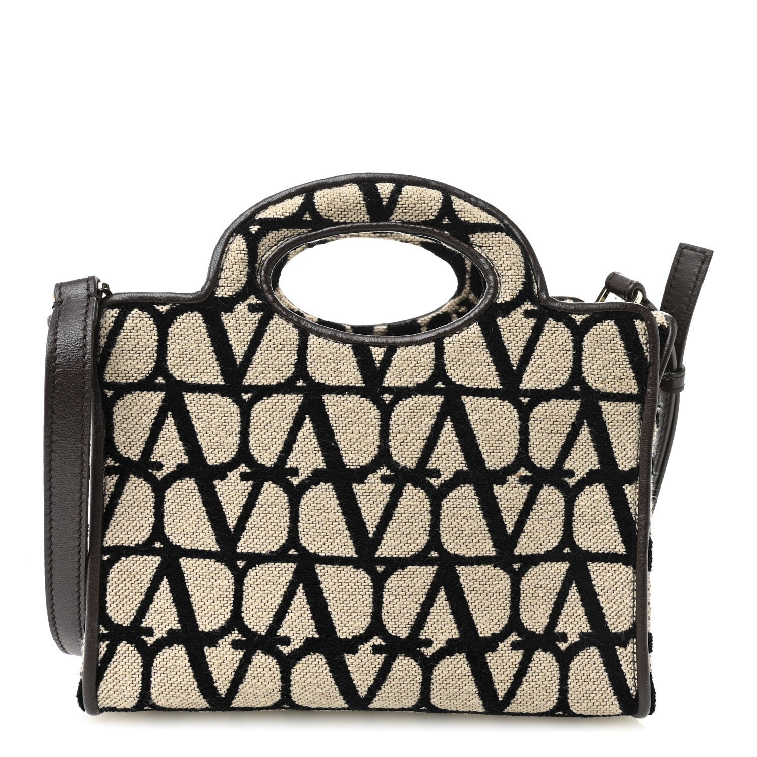 Valentino Garavani Toile Iconographe Goatskin Mini Le Troisieme Shopping Bag Naturale Black Fondant