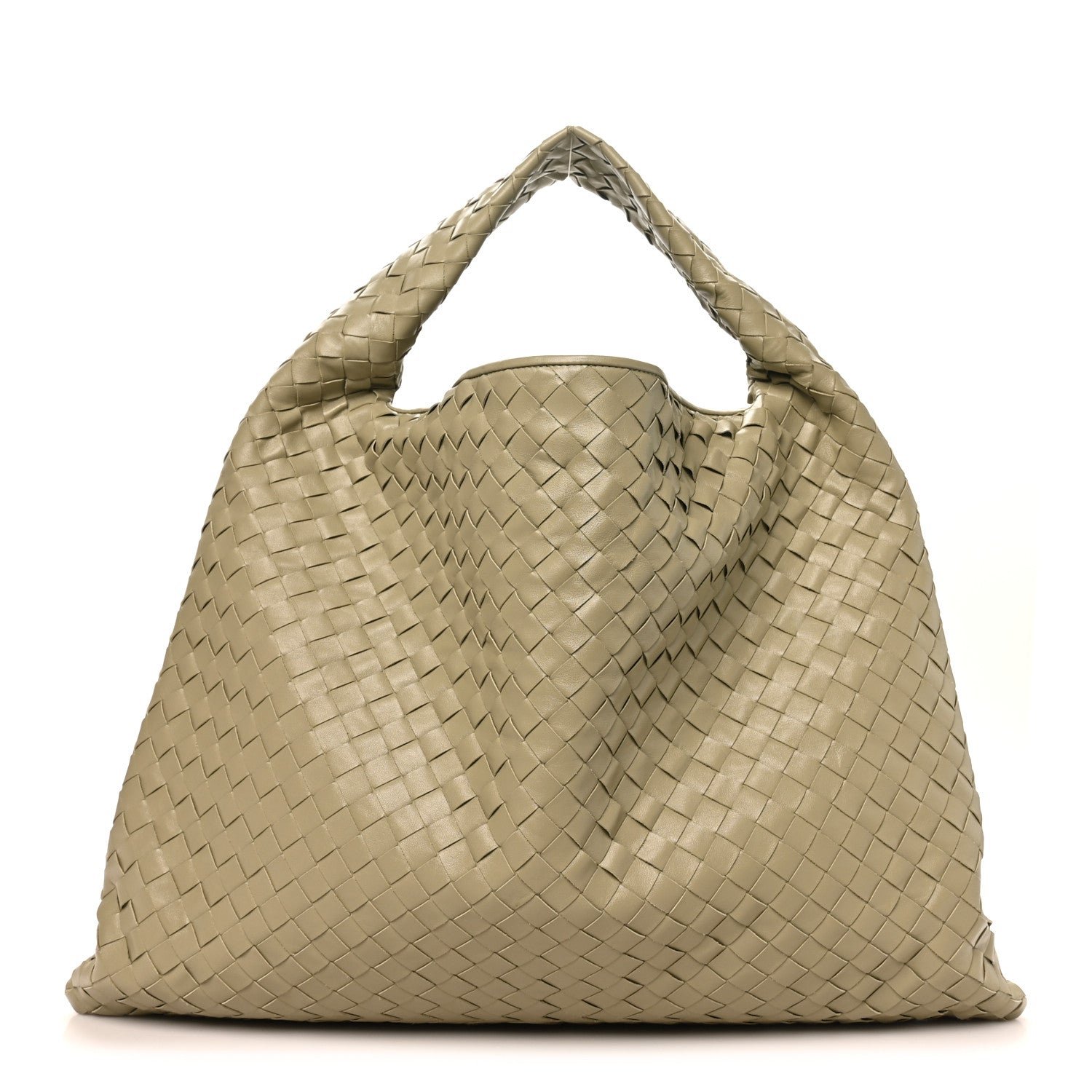 Bottega Veneta Calfskin Intrecciato Large Hop Travertine