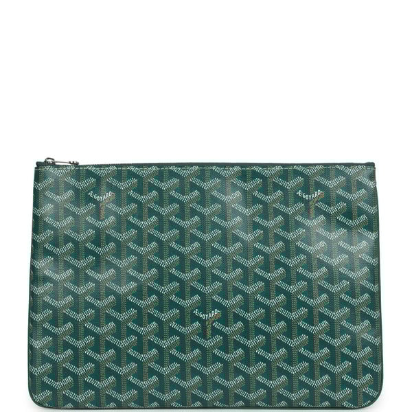 Goyard Goyard Goyardine Green Senat MM Pouch Palladium Hardware