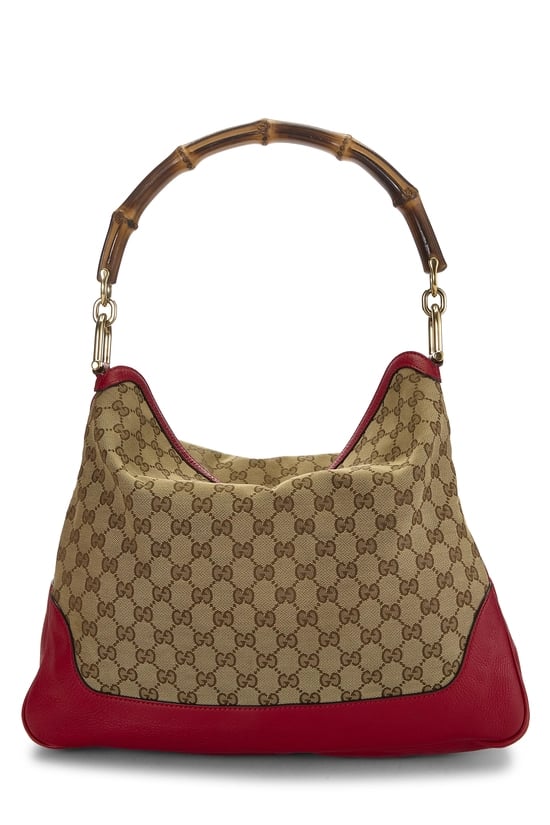 Red Original GG Canvas Diana Bamboo Hobo Large