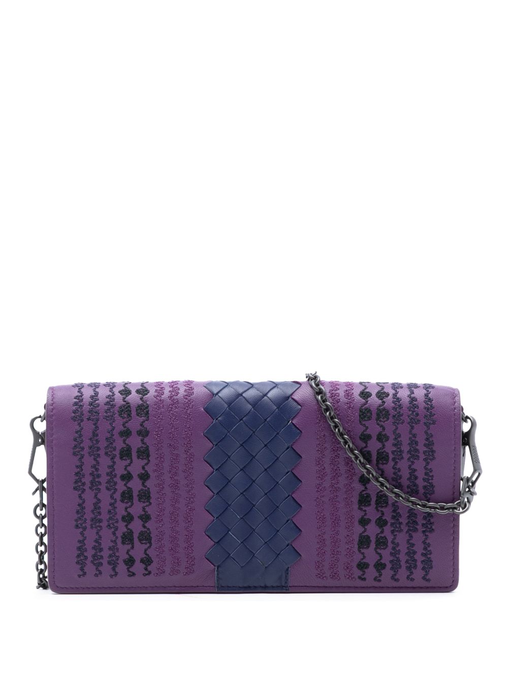 2012-2025 Nappa Intrecciato Embroidered Continental Wallet on Chain crossbody bag