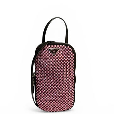 Saffiano Lux Leather Crystal Zip Phone Case