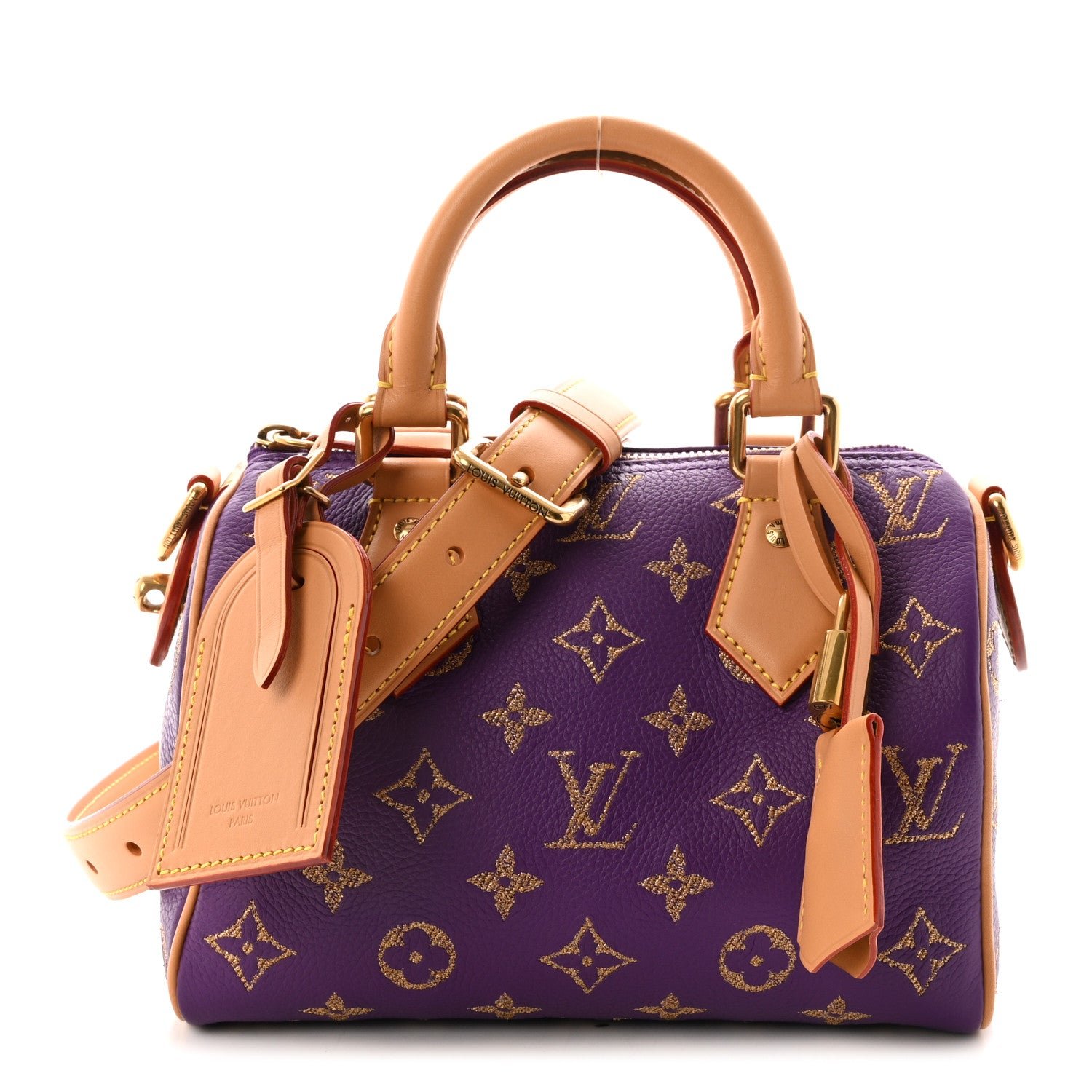 Louis Vuitton Calfskin Monogram Speedy P9 Bandouliere 20  Golden Lotus Purple