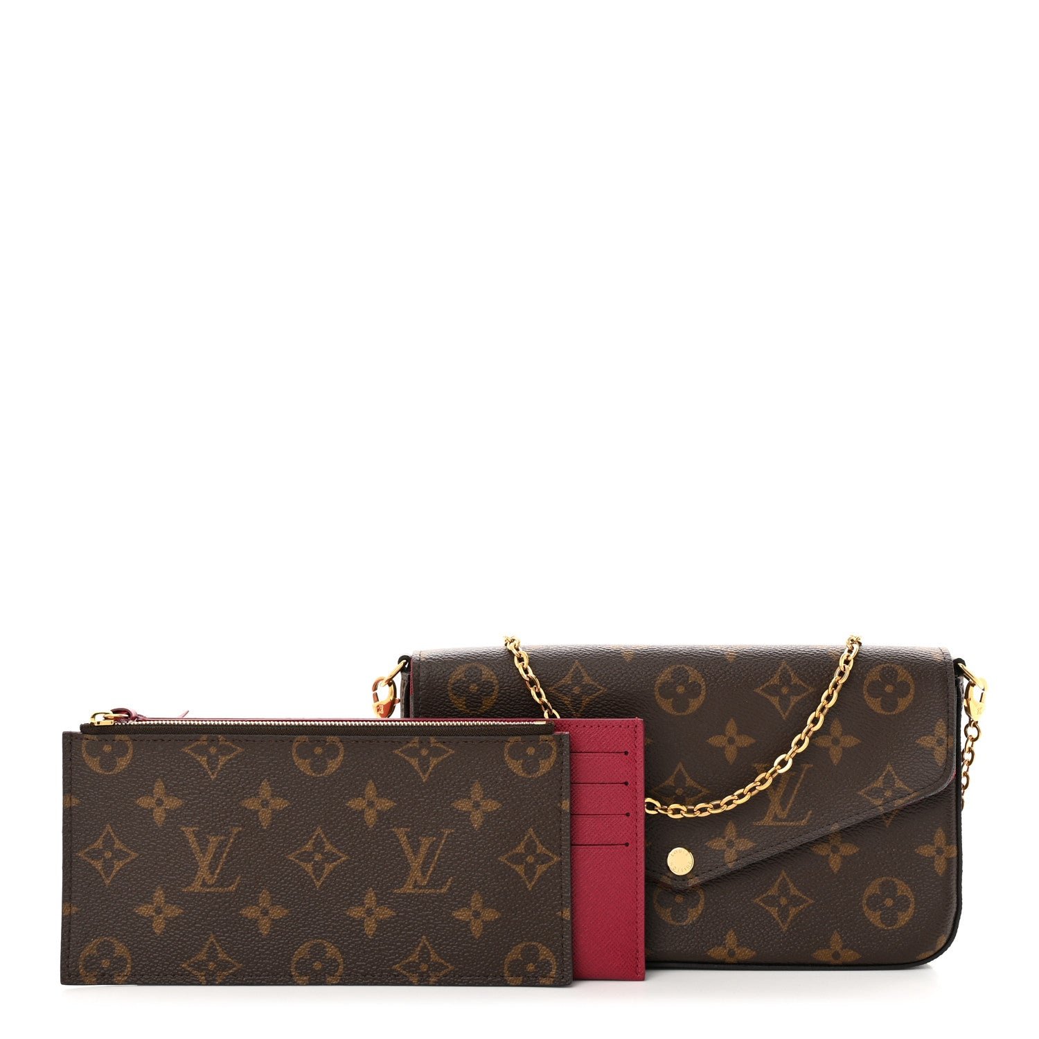 Louis Vuitton Monogram Pochette Felicie Chain Wallet Fuchsia