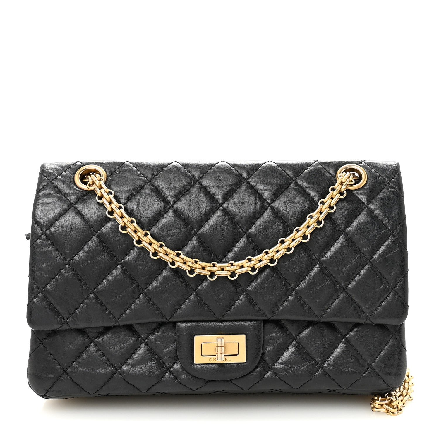 Chanel Aged Calfskin Quilted 2.55 Reissue 225 Flap Black
