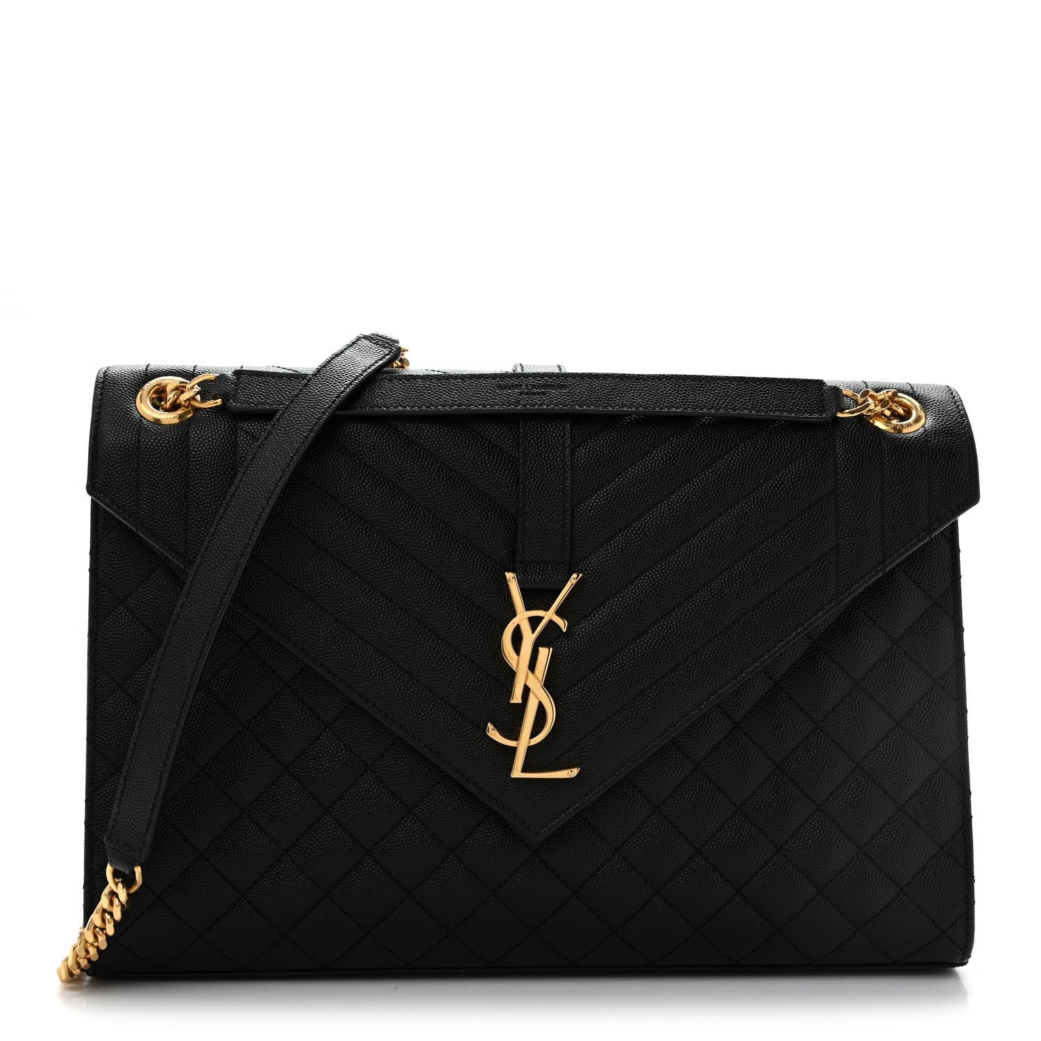 Saint Laurent Grain De Poudre Textured Mixed Matelasse Large Triquilt Monogram Satchel Black