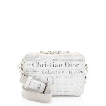 Leather Newsprint Double Zip Crossbody