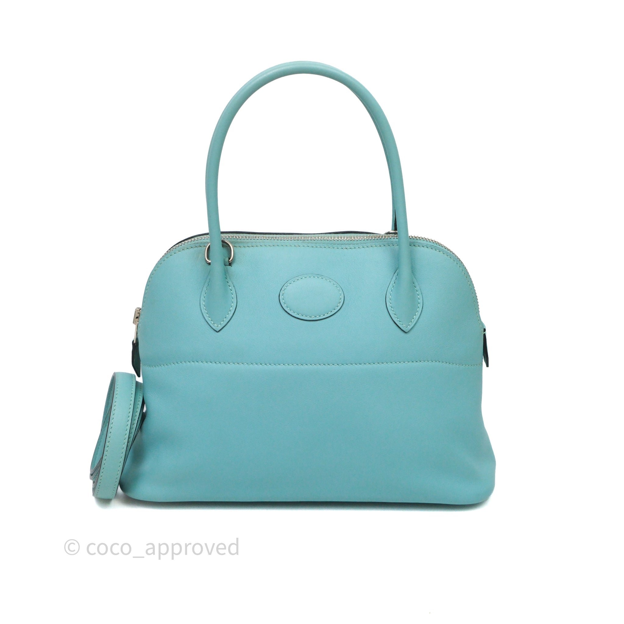 Hermes Bolide 27 Bleu Atoll 3P Swift Palladium Hardware