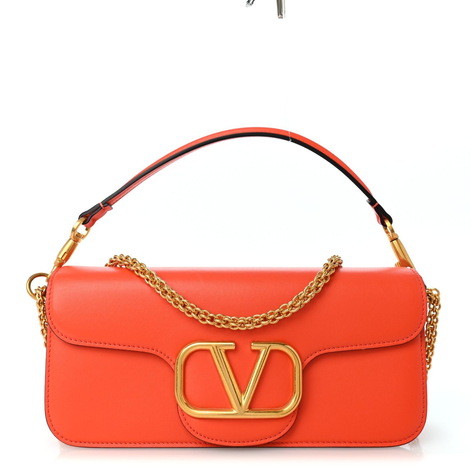 Valentino Garavani Calfskin Vlogo Loco Shoulder Bag Orange