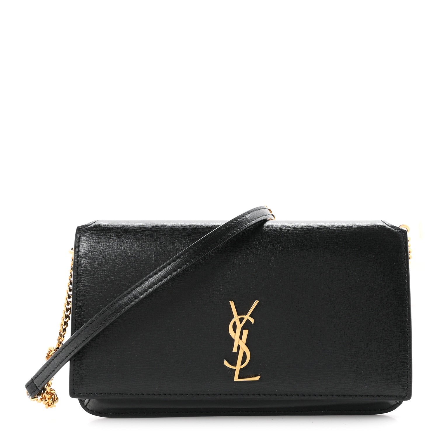 Saint Laurent Smooth Calfskin Monogram Phone Holder Crossbody Black