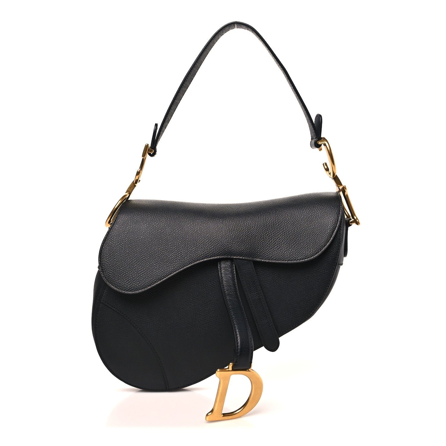 Christian Dior Grained Calfskin Saddle Bag Black