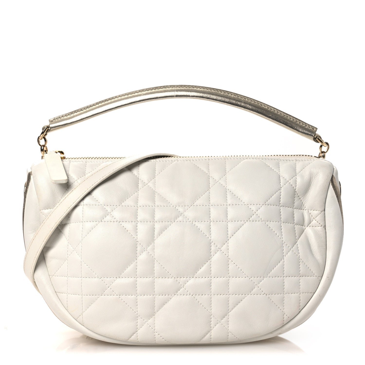 Christian Dior Lambskin Cannage Medium Dior Vibe Hobo Bag Latte