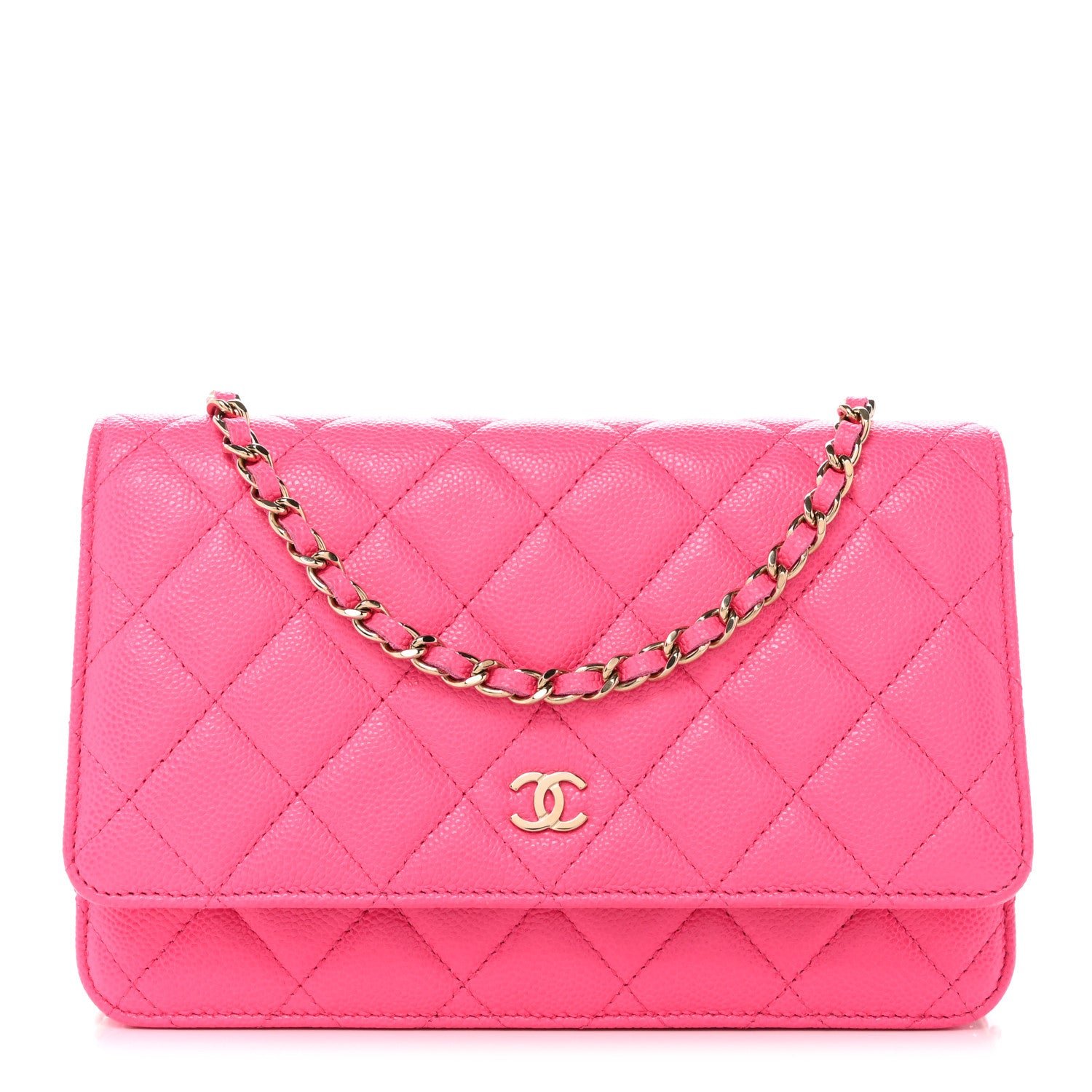 Chanel Caviar Quilted Wallet on Chain WOC Fuchsia