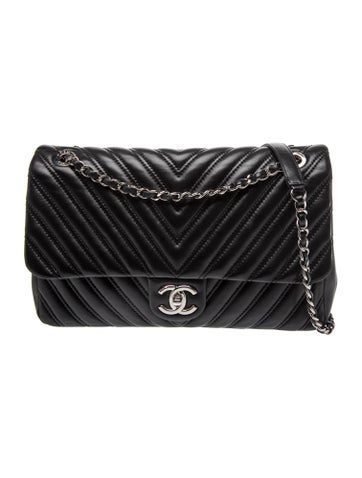 Jumbo Double Stitch Chevron Flap Bag