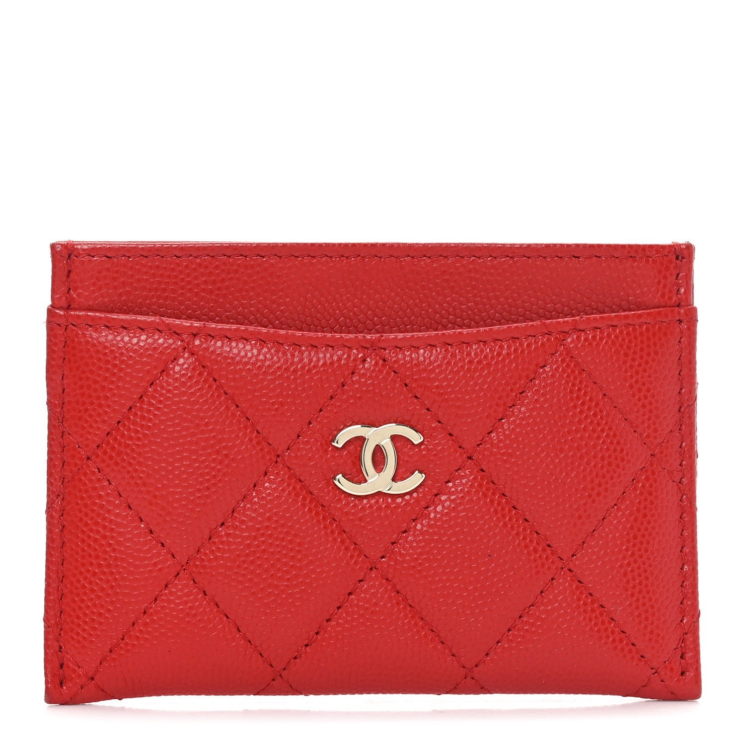 Chanel Caviar Quilted Card Holder Red