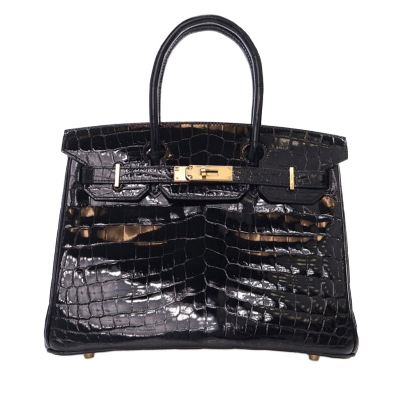 Hermes Black Crocodile Birkin 30 Gold Hardware, 2023