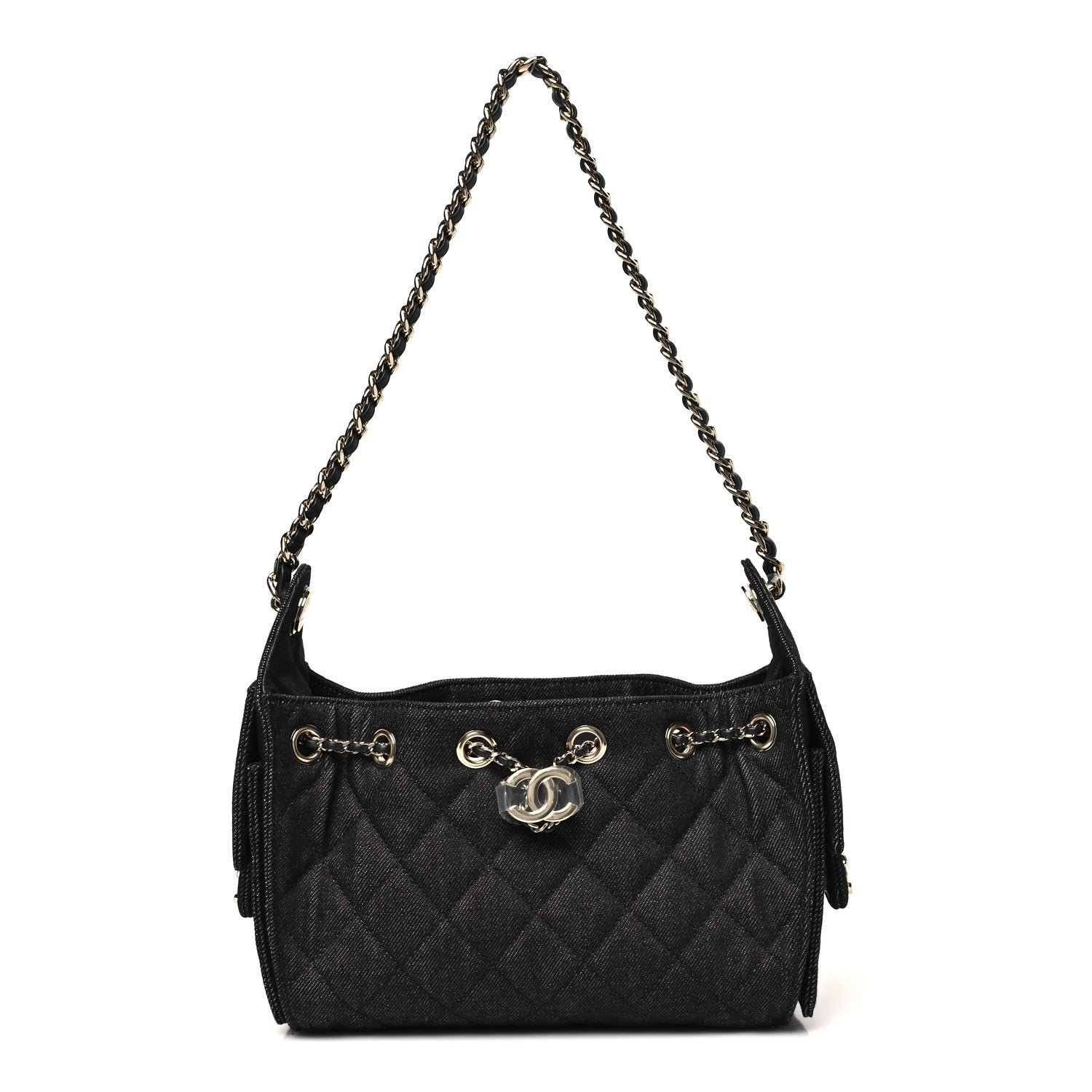 Chanel Denim Quilted Mini Chanel 25 Handbag Dark Blue
