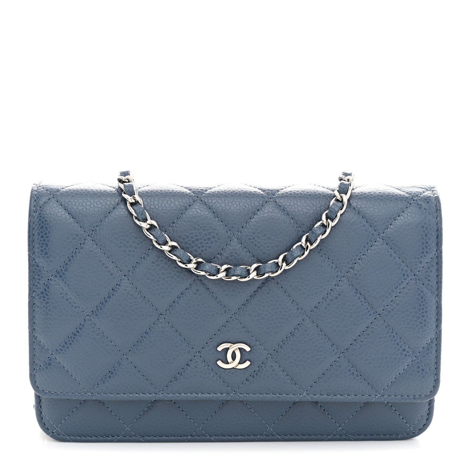 Chanel Caviar Quilted Wallet on Chain WOC Blue