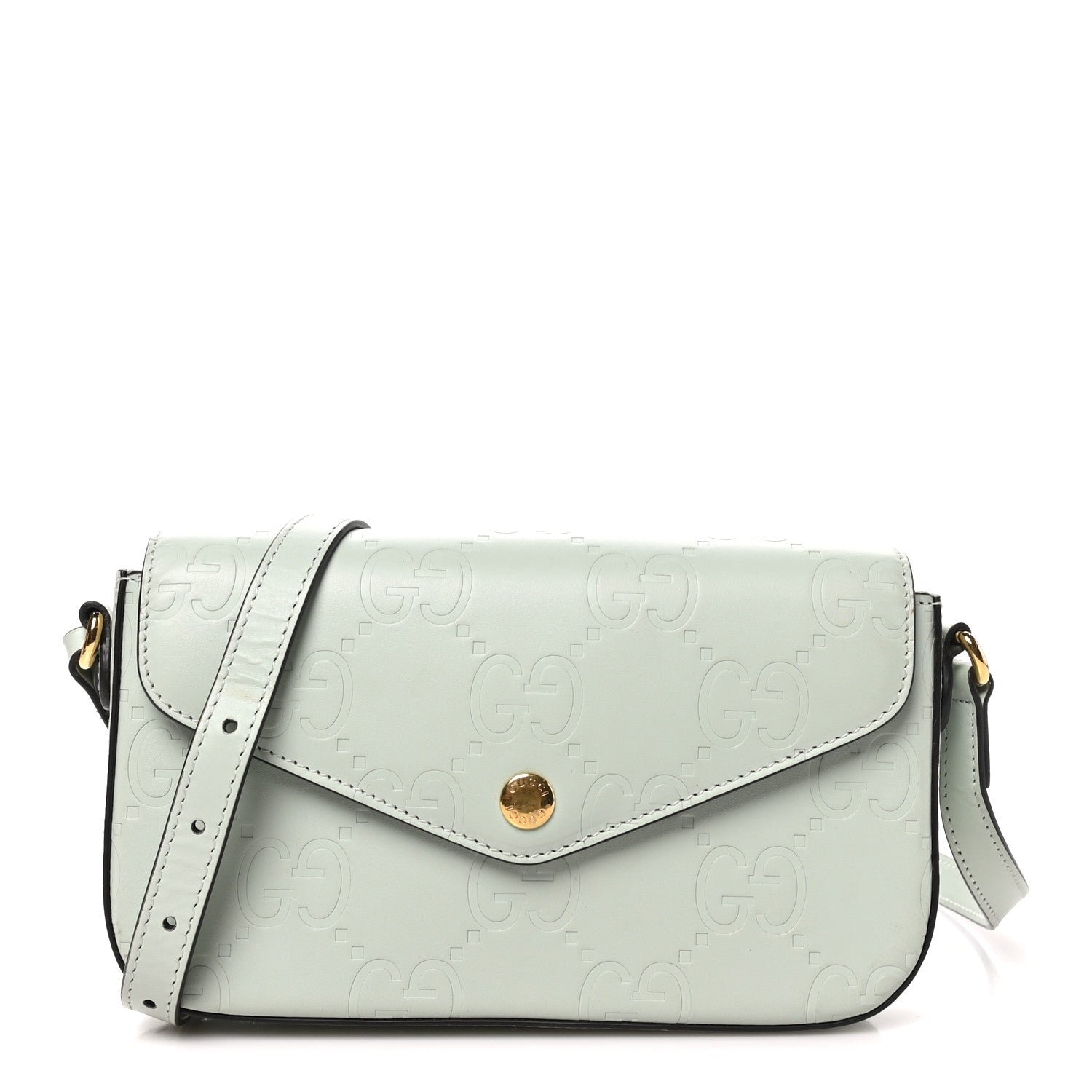 Gucci Calfskin GG Super Mini Shoulder Bag Pale Green