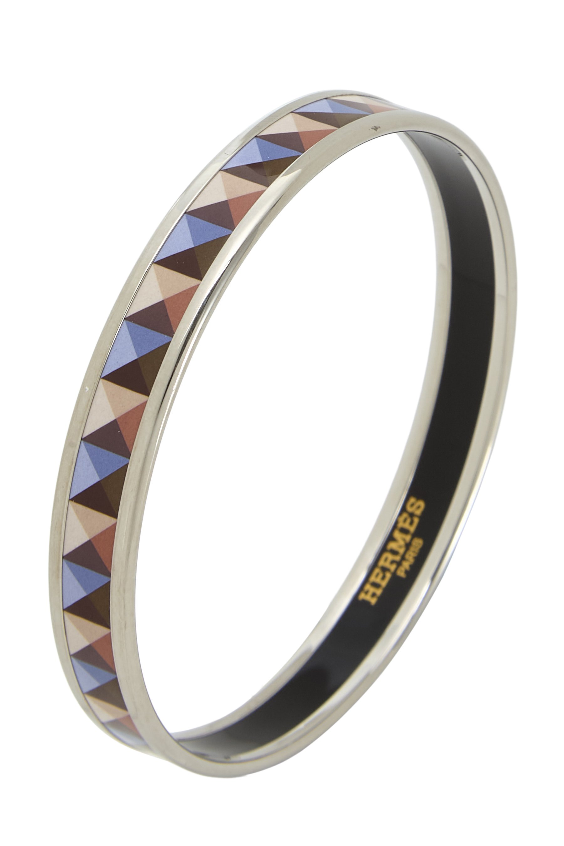 Silver Enamel Bangle Narrow