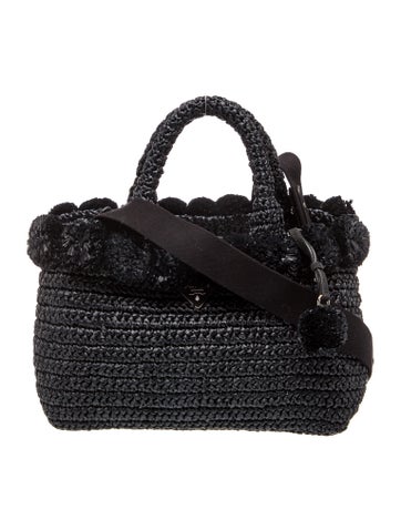 Raffia Grass Pom-Pm Embellished Raffia Bag