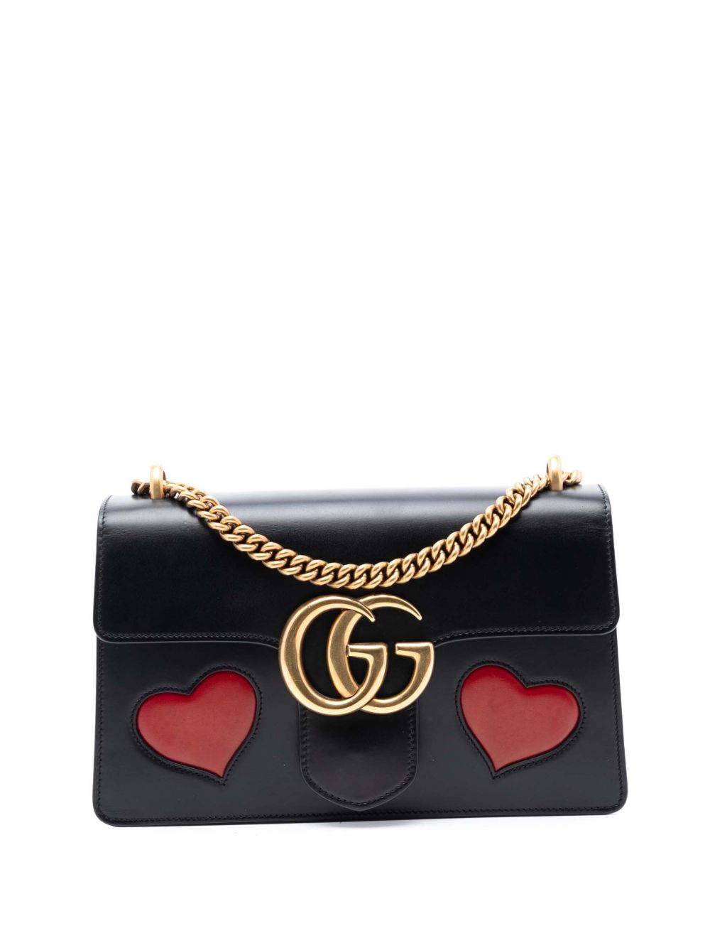 2016-2025 Medium GG Marmont Leather Malaga Kid Heart Patch Chain Flap shoulder bag