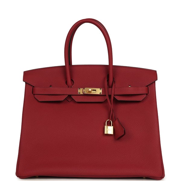 Pre-owned Hermes Birkin 35 Rouge Grenat Togo Gold Hardware