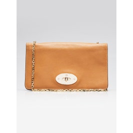 Mulberry Mulberry Brown Pebbled Leather Wallet on Chain Evening Bag