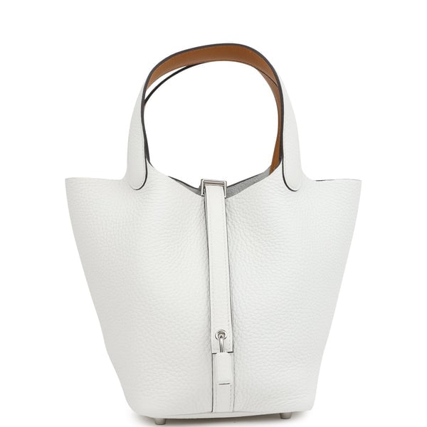 Hermes Hermes Picotin Lock Eclat 18 New White Clemence and Sesame Swift Palladium Hardware