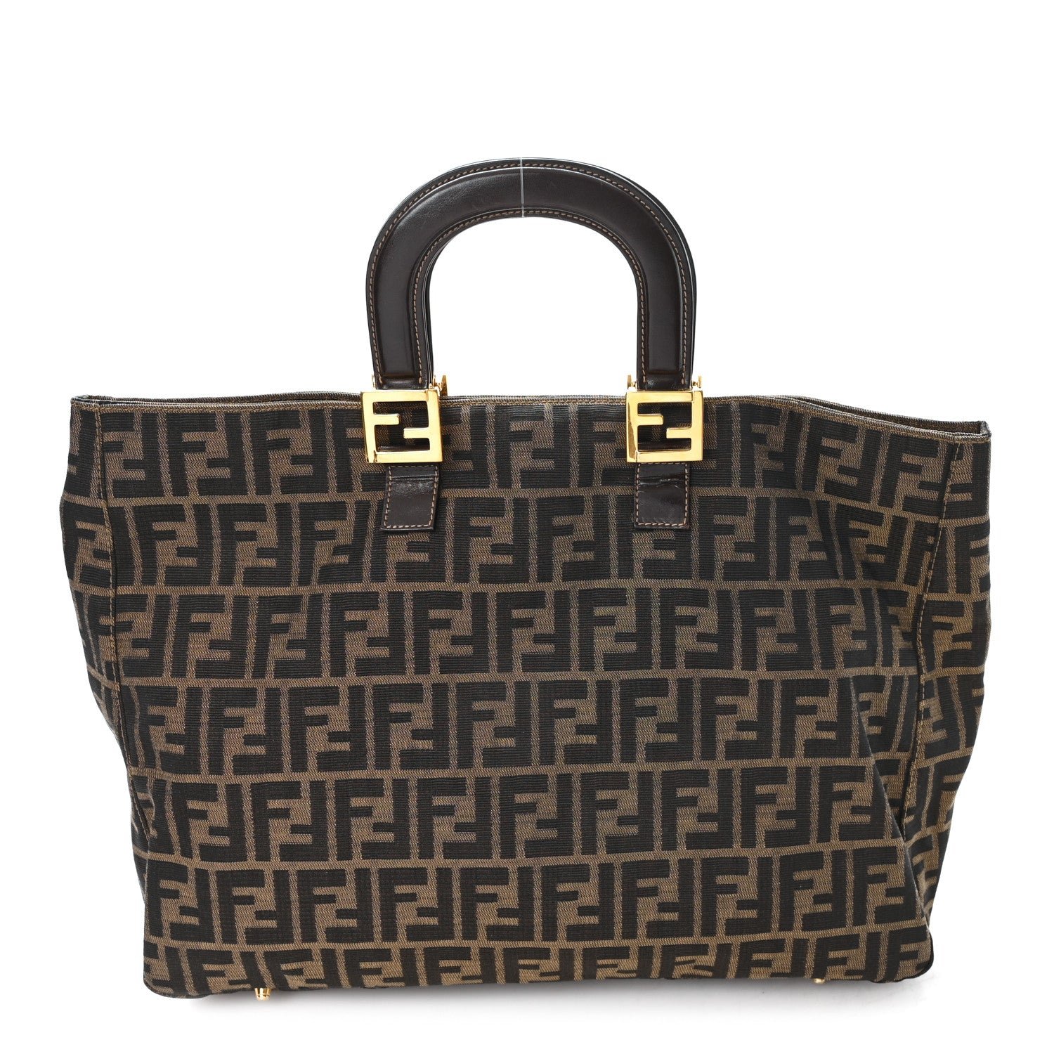 Fendi Zucca Top Handle Tote Tobacco