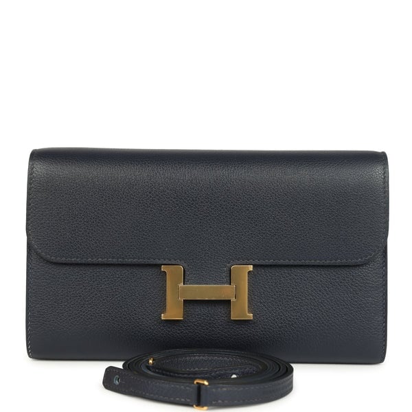 Hermes Hermes Constance Wallet To Go Bleu Nuit Evercolor Gold Hardware