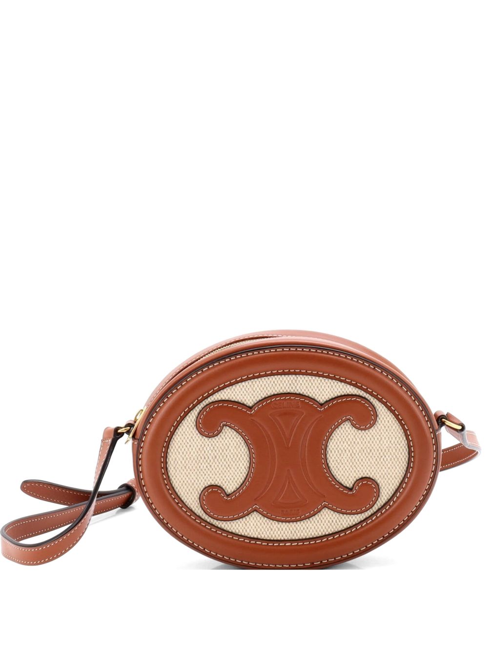 Triomphe Oval Canvas and Leather crossbody bag