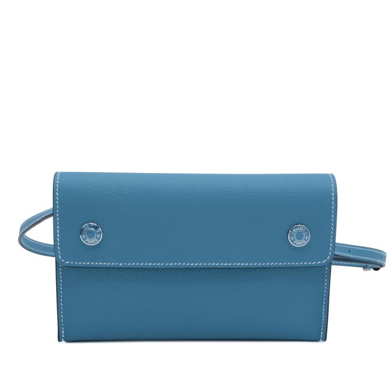 Hermes New Bleu Jean Epsom Hermèsnap Wallet Palladium Hardware, 2025