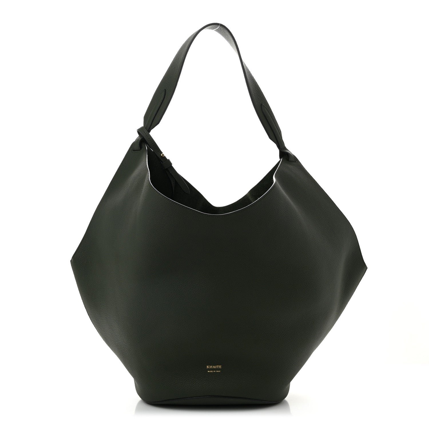 Khaite Pebbled Sport Calfskin Medium Lotus Tote Bottle Green