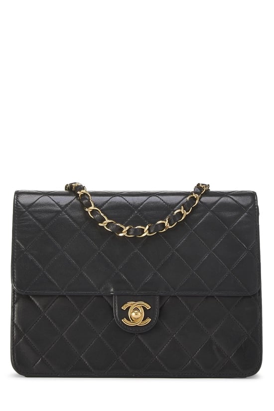 Black Quilted Lambskin Turnlock Ex Flap Small