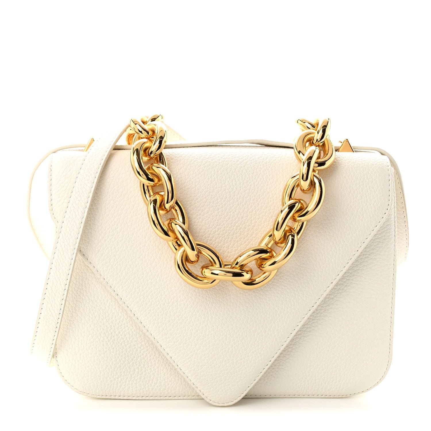 Bottega Veneta Calfskin Mount Envelope Bag White