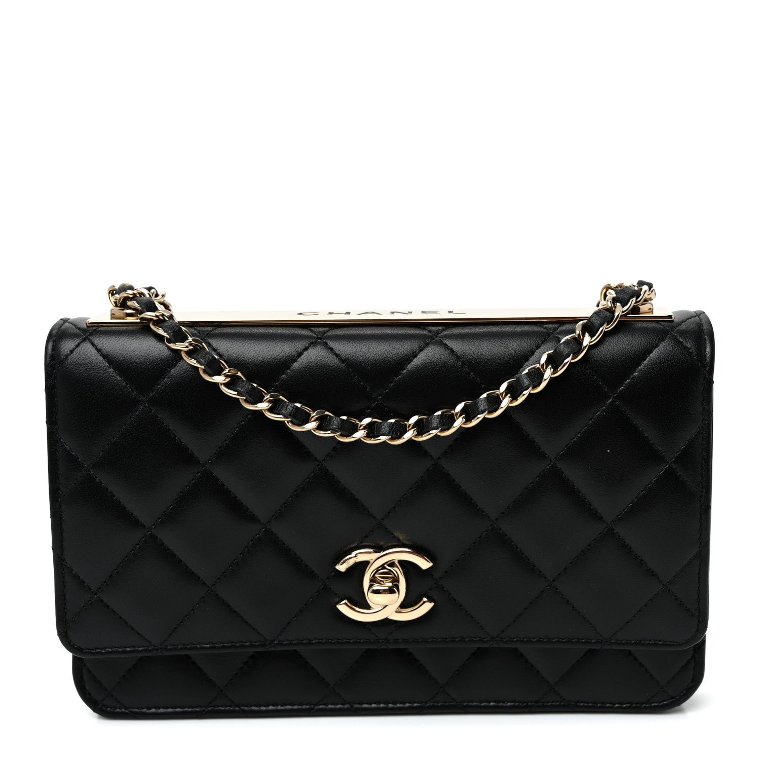 Chanel Lambskin Quilted Trendy CC Wallet On Chain WOC Black