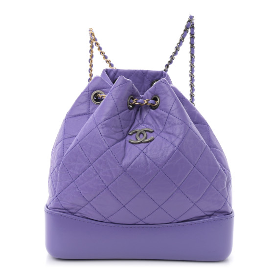 Chanel Aged Calfskin Quilted Small Gabrielle Backpack Purple