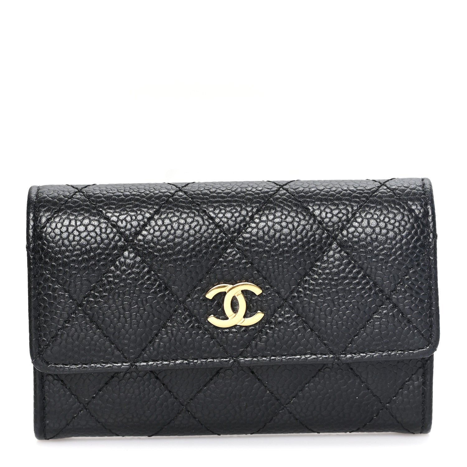 Chanel Caviar Quilted Flap Card Holder Wallet Black