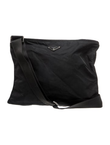 Enameled Metal Triangle Tessuto Nylon Crossbody Bag