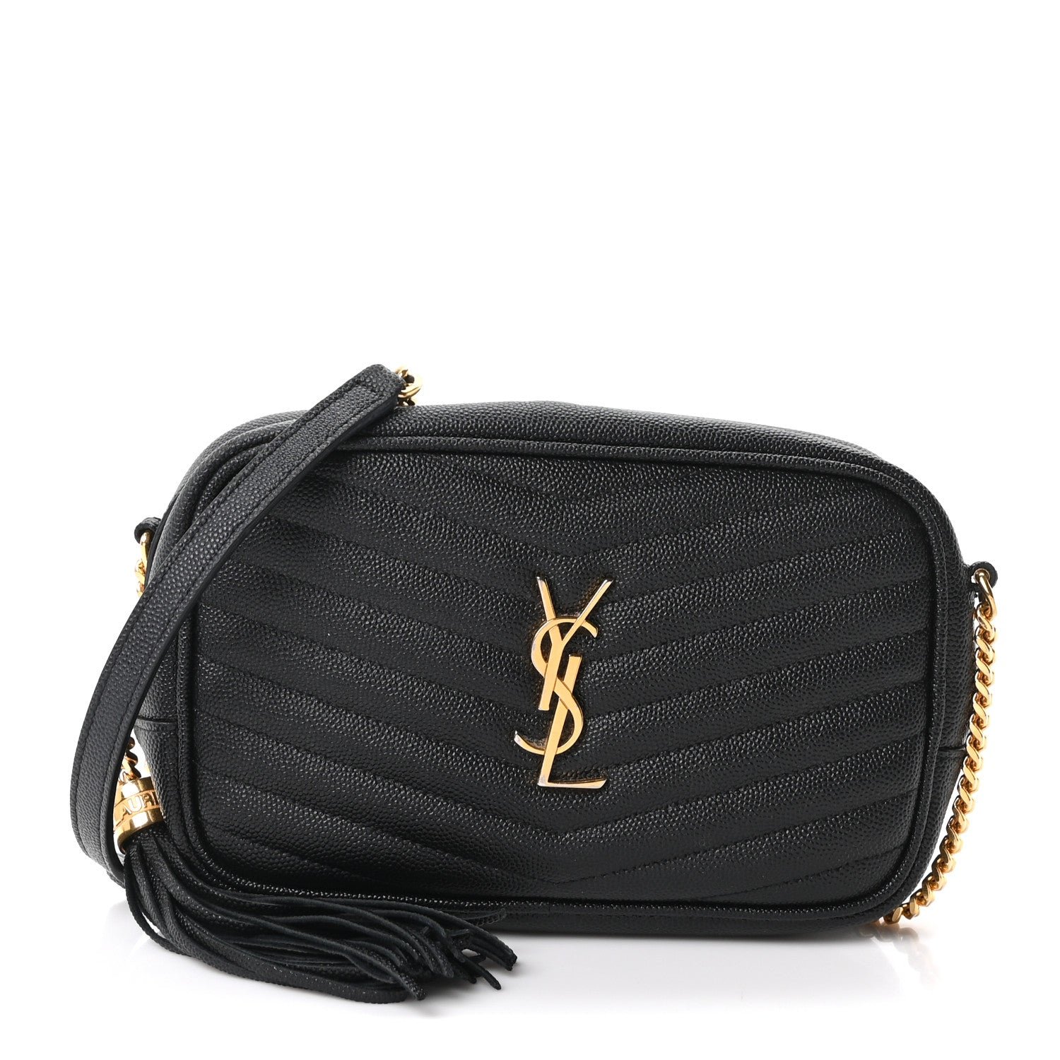 Saint Laurent Grain De Poudre Matelasse Monogram Mini Lou Camera Bag Black